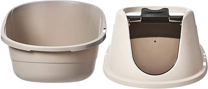 Amazon Basics No-Mess Hooded Enclosed Cat Litter Box, Large, Multicolor, 24 in x 18 in x 17 in