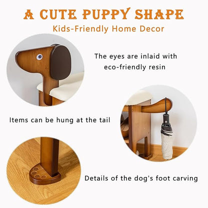 latifolia Puppy Shoe Bench, 2-Tier Solid Wood Entryway Organizer, Cute Pet-Shaped Shoe Bench for Hallway & Living Room(19.68 inch)