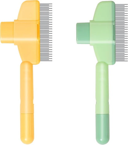 Pet Hair Removal Comb,New Cat Brush with Release Button,Pet Grooming Brush for Short&Long Pet Hair,Deshedding Brush for Pet (green)