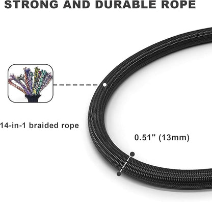 Rope Dog Leash, 4 ft Heavy Duty Dog Leash with Aviation Aluminum Auto Locking Carabiner, Strong Nylon Pet Lead for Small, Medium, Large Dogs (Black, 4FT)