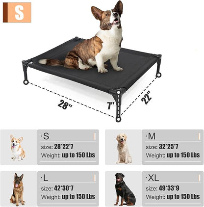 Elevated Dog Bed for Small Dogs, Raised Dog Cot Beds Fits Up to 150 LBs, Heavy Duty Pet Cots with Durable Supportive Teslin Recyclable Washable Mesh, Indoor & Outdoor Dog Bed, Green