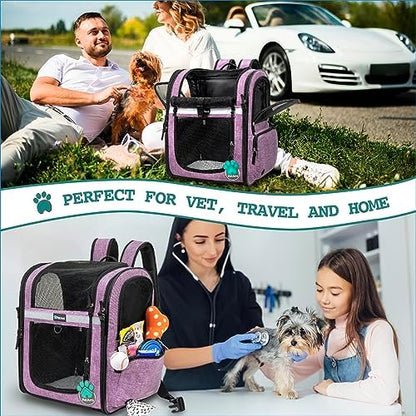 PetAmi Dog Backpack Carrier, 4-Way Entry Ventilated, 18 lbs