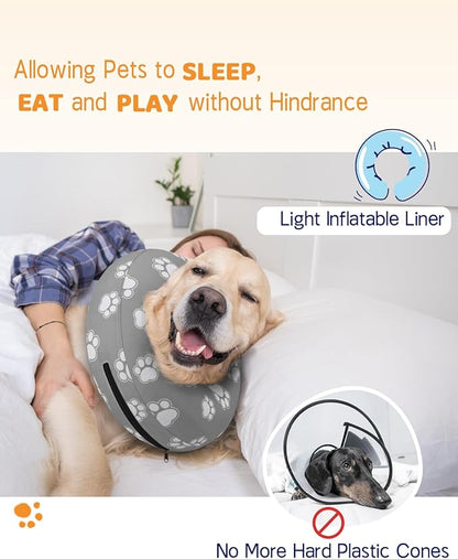 Supet Inflatable Dog Cone Collar Alternative After Surgery, Dog Neck Donut Collar Recovery E Collar, Soft Pet Cone for Small Medium Large Dogs