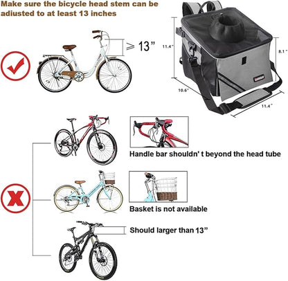 Pet Carrier Bicycle Basket Bag Pet Carrier/Booster Backpack for Dogs and Cats with Big Side Pockets,Comfy & Padded Shoulder Strap,Travel with Your Pet Safety（Titanium）