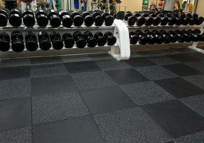 American Extreme Rubber Gym Mats - 1 Inch Thick, Colorful, Soundproof - 35% Grey/White 4 Pack (Covers 16 Sq Ft)