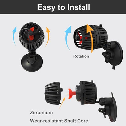 Carefree Fish Aquarium DC12V 10W Wave Maker 4 Level Adjustable Flow Rate Powerhead 1500Gph Wave Pump for 10~60Gal Freshwater and Saltwater Fish Tank