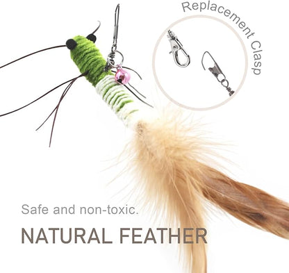 SONGWAY 6-Pack Insect Cat Wand Toy Refills – Feather Worm Attachments for Indoor Cats