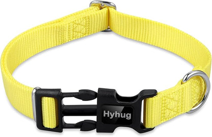 Hyhug Small Dog Collar Quick-Release Yellow| Heavy-Duty Nylon Puppy Collar, Adjustable & Durable Pet Supplies for Boy & Girl Dogs (Small, Illuminating Yellow)
