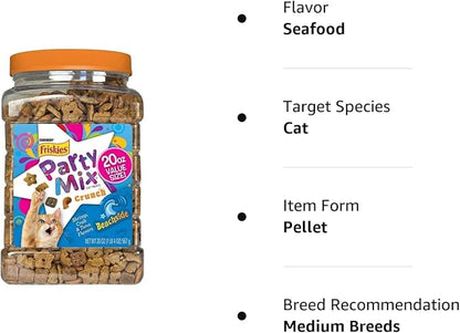 Purina Party Mix Crunch Beachside Cat Treats (1.25 Pound (Pack of 1), Beachside Crunch)