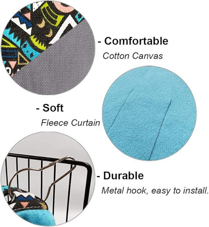 RIOUSSI Guinea Pig Hideout Hideaway Corner Fleece Toys Cage Accessories with Reversible Sides, Geo/Gray+Blue, 2 Pack