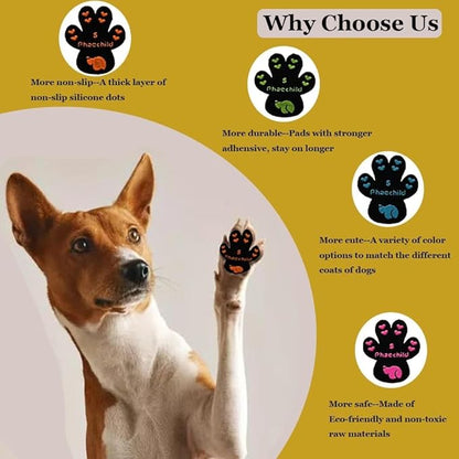 Dog Paw Pads Anti-Slip Grips,Dog Paw Protectors for Senior Dogs on Hot Pavement,Provides Traction to Keep Them from Slipping on Smooth Floors 12 sets-48 Pads Black XXL