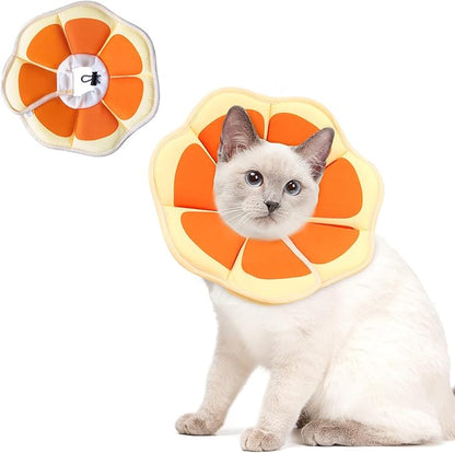 Cat Cone Collar Soft, Adjustable Cat Recovery Collar to Stop Licking After Surgery Protective E Collar for Cats Small Dogs, Orange S