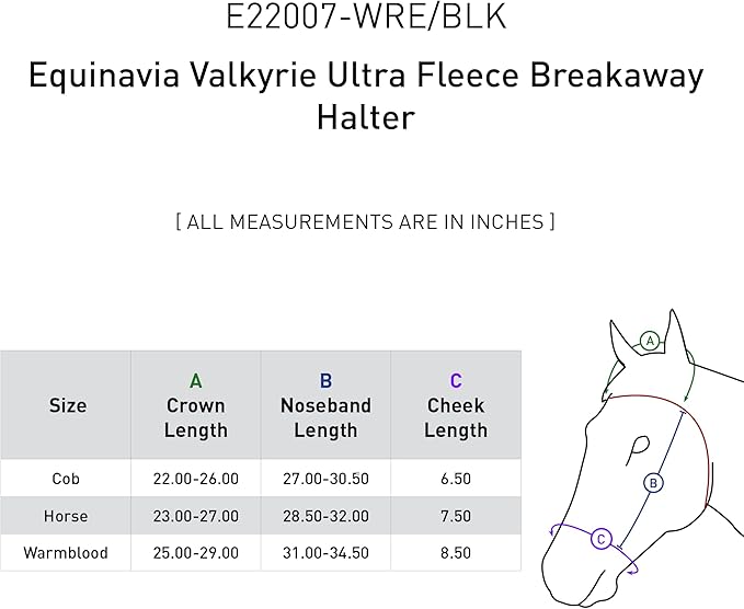 Equinavia Valkyrie Soft Ultra Fleece Padded Adjustable Breakaway Horse Halter - Wine Red/Black - Cob