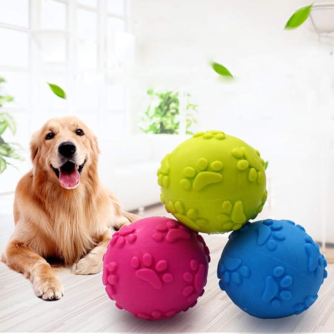 Squeaky Dog Toy Balls 3-Pack – Interactive Fetch Balls for Small, Medium & Large Dogs