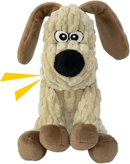 Khaki Plush Squeaky Dog Toy – Crinkle Stuffed Chew Toy for Small, Medium & Large Dogs