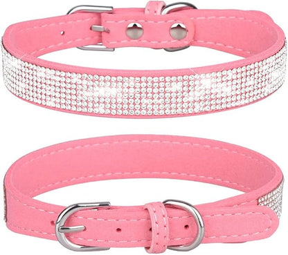 Small Dog Collar with Rhinestone Crystal Diamond Colorful Bling Girl Cat Collars Pink XXL
