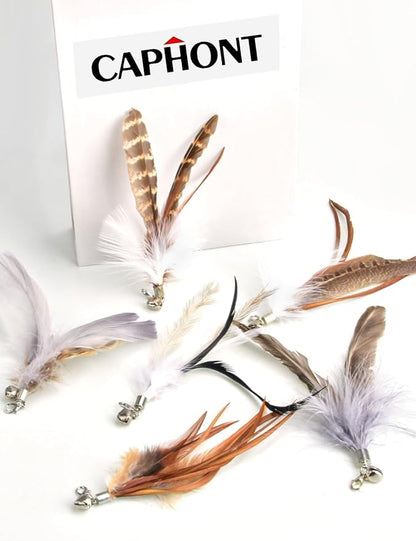 Handmade Cat Wand Feather Refills 6-Pack – Replacement Feathers for Interactive Cat Toys