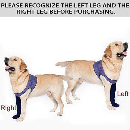 COODEO Dog Socks to Prevent Licking Paws, Healing Boots & Paw Protectors with Non-Slip Bottoms for Wound Protection, Waterproof Sleeve Shoes for Licking（Purple，M_Left