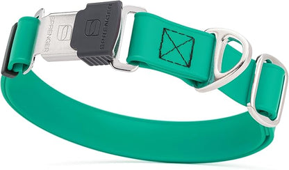 Dogline Biothane Waterproof Dog Collar with Herm Sprenger Black Stainless Steel Quick Release Buckle – Heavy Duty Tactical Durable Collar for Dogs – Comfortable and Safe Pet Collar W 3/4" L12-19 Teal