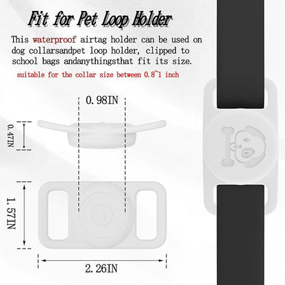 4 Pack Waterproof Dog Collar Holder Compatible with AirTag, Silicone Hidden Loop Holder for Airtag Tracker, Anti-Lost Dog Collar Accessories(Cyan,White,Black,Pink)