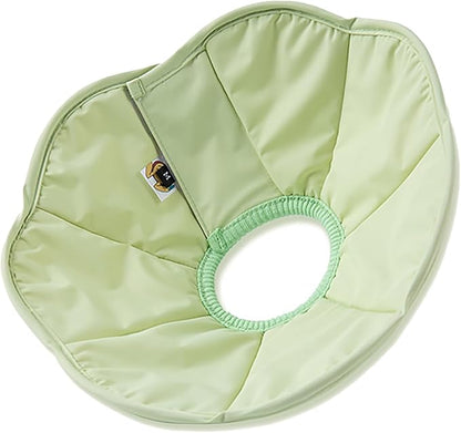 Touchdog Foldable Dog Cone Collar for Cats & Dogs - Adjustable Soft Recovery Collar with Waterproof PU Coating, Lightweight Design, 24.5cm/9.6in Wide Barrier (Green, M)