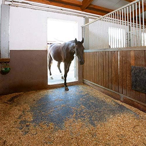 American Floor Mats - Heavy Duty Stall Tiles for Stable/Horse - Thick, Durable Rubber Flooring - Solid Black 10' x 16' Set, 3/4" Thick (40 Tiles Total)