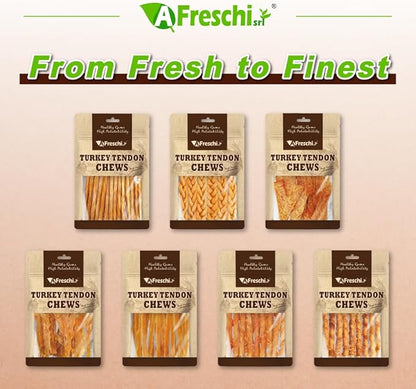 Afreschi Wrapped Turkey Tendon with Brown Rice Stick 3.5 oz, USA-Sourced Turkey Tendon, Dog Treats for Wrapped Series, All Natural Human Grade Dog Treat, Hypoallergenic, Rawhide Alternative