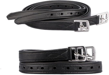 48" / 50" / 54" / 60" New 1" Super Soft English Stirrup Leathers Black/Havana (Havana, 48")