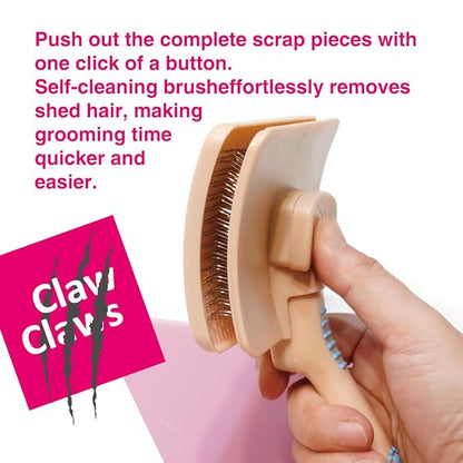 Pet Slicker Brush for Large Dogs, Plastic Handle, Gently Remove Tangled and Mats Hair, Pet Grooming Brush Tool, Sheepskin Wool Carders (5" Pad Quick Cleaning)