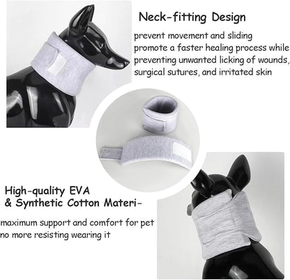 MANON ROSA Cat Neck Brace Elizabethan Collar for Pet After Surgery Recovery Adjustable Breathable Neck Cervical Cone for Small Medium Dogs Puppies Kittens with Spinal IVDD Issues (L 7.5-15",Grey)