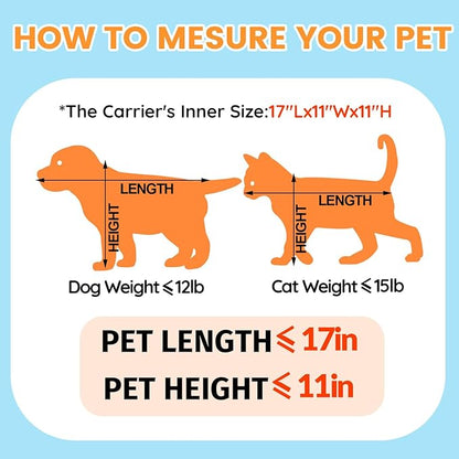 Petskd Top and Side Expandable Pet Carrier 19x13x9 Inches Southwest Allegiant Airlines Approved, Soft-Sided Carrier for Small Dog Under 12 lbs and Large Cat Under 15 lbs(Blue)