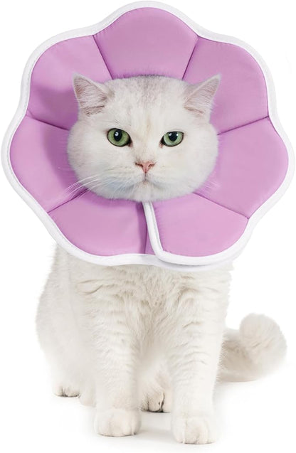 Avont Soft Cat Recovery Cone Collar, Adjustable Lightweight Kitten E-Collar for Small Dogs, Comfortable Neck Donut Stop Licking Scratching After Surgery -Purple(M)