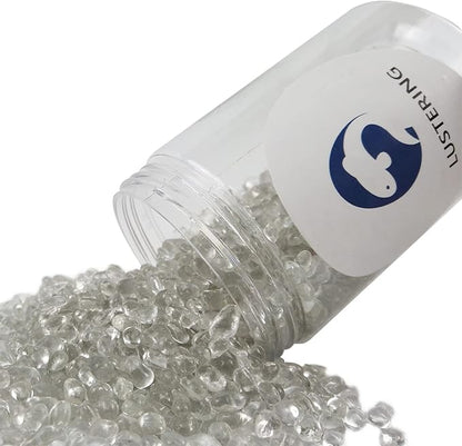 Lustering Decorative Round Glass Beads - Glass Marbles & Pebbles, Clear/Transparent 3-6mm, 1-Pound for Fire Pit Crafts, Resin Art, Vase Filler, Fish Tank & Aquarium Decoration