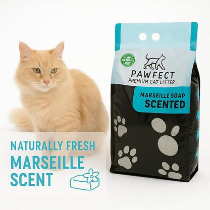 Marseille Soap Scented Cat Litter – 9.6 lb / 5L, Fast Clumping, Natural Odor Absorption, Lightweight Formula, Made with Turkish White Bentonite
