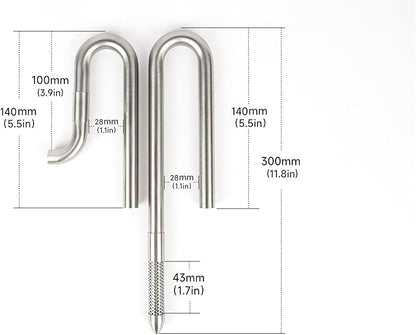 LANDEN 304 Stainless Steel Lily Pipes with Clamps for Rimless Glass Aquarium, Inflow and Outflow Set (Pipe Diameter 12mm)…