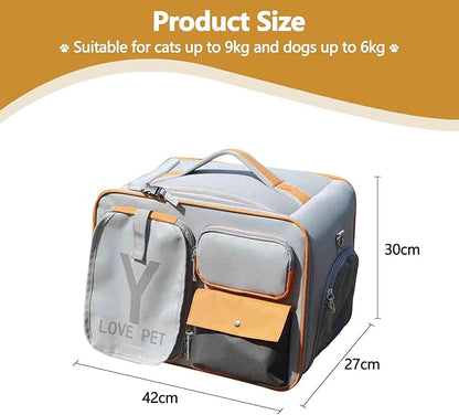 Dog Backpack, Pet Backpack with Upgrade Waist Cushion Design to Better Fit The Waist, Ventilated Soft Cat Backpack for Travel, Hiking, Camping(Gray)