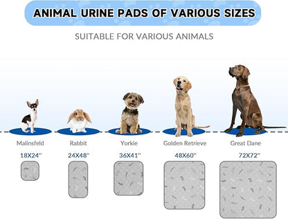 Sunheir Washable Pee Pads for Dogs Extra Large 36" x 48" 2-Pack Reusable Puppy Pads Pet Training Pads, Whelping Pad, Non-Slip Protects Against Urine Leakage (Leaves - Light Grey, 36x48)