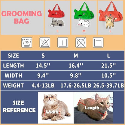 Kukaster Pet Cat’s Restraint Bag for Claw Care Nail Trimming Anti-Scratching Grooming Bag for Cats Medical Examination(Pink-l)
