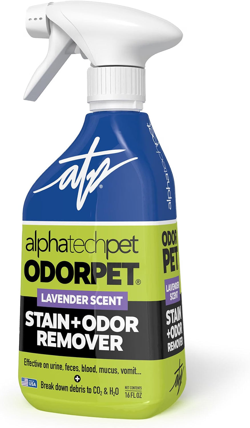 OdorPet Pet Stain Remover and Odor Eliminator - 16 Oz Ready To Use Spray, Non Staining, Professional Strength, Lavender Scent by Alpha Tech Pet