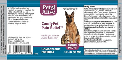 PetAlive ComfyPet Pain Relief for Dogs & Cats – Natural Homeopathic Supplement for Pet Joint & Mobility Support – 2 fl oz Drops – Made in USA