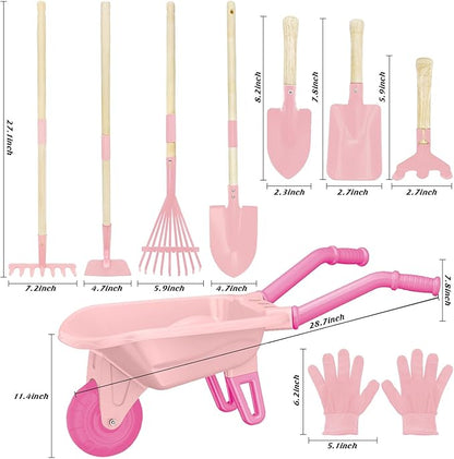 Kids Gardening Tools Outdoor Toys Set Backyard Play with Wheelbarrow Educational STEM Learning Pretend Toys Outdoor Indoor for Toddlers Kids Boys Girls