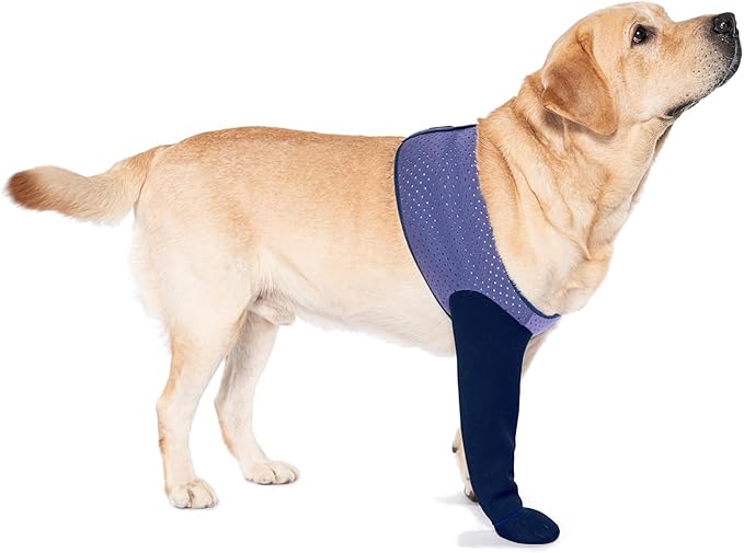 COODEO Dog Socks to Prevent Licking Paws, Healing Boots & Paw Protectors with Non-Slip Bottoms for Wound Protection, Waterproof Sleeve Shoes for Licking（Purple，XL_Left