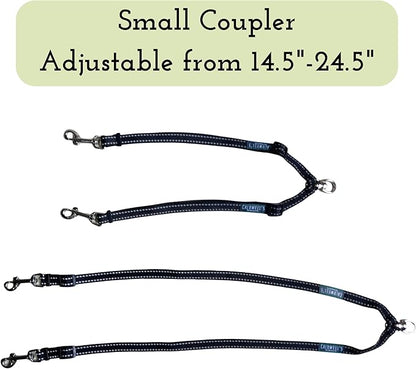 Caldwell's Pet Supply Co. Leash Coupler, Two Dog Leash Splitter to Split Leashes for Walking 2 Dogs, Tangle Free Double Dog Leashes Connector, Adjustable Attachment for Small or Medium Dogs