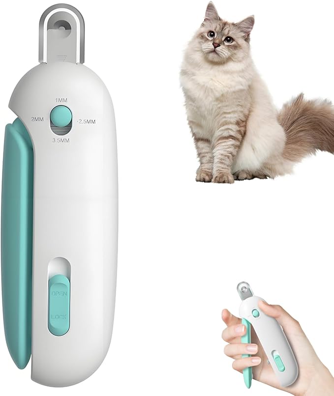 Celery Pets Nail Clippers, Adjustable Claw Clippers for Cats, Round-Hole Trimmer with Dust Storage, Safe Pet Claw Clipper Grooming Tool, Adjustable Nail Cutter for Small Large Cat/Dog (Blue)