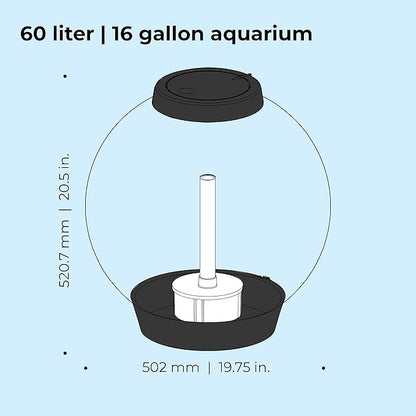 biOrb Classic 60 Acrylic 16-Gallon Aquarium with Multi-Color Remote-Controlled LED Lights Modern Tank for Tabletop Display, Black