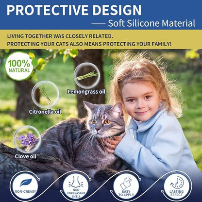 4 Pack Flea Collar for Cats 32 Months Prevention, Waterproof Natural Treatment Collar Adjustable for All Breeds and Size(Black & Purple)