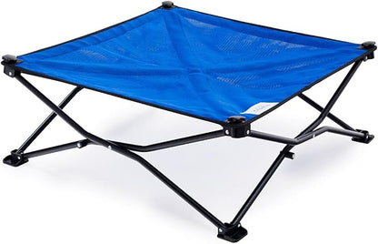 Coolaroo On-The-Go Elevated Dog Bed - Foldable Pop-Up Travel Dog Bed with Breathable, Moisture-Resistant Fabric, Carry Bag Included, Lightweight & Portable, Aquatic Blue, Medium
