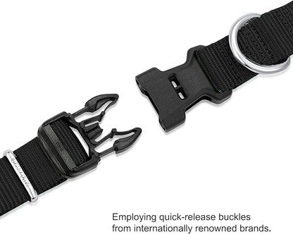 Mikivery Nylon Dog Collar with Quick Release Buckle Soft Adjustable Sturdy for Small Medium Large Dogs Black,M