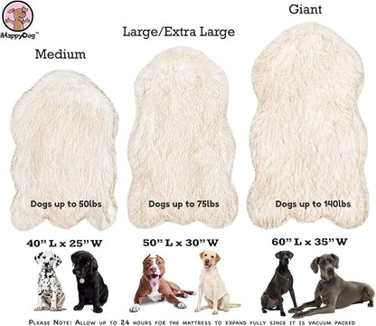 IHAPPYDOG Luxury Faux Fur Orthopedic Dog Bed, Memory Foam Dog Bed for Small, Medium, Large and XL Pets, Fluffy Pet Bed with Waterproof and Washable Cover (Brown, 40"x25")