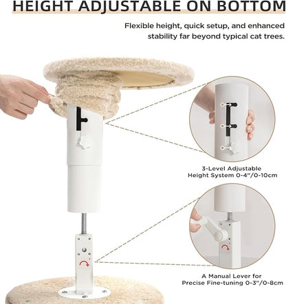 Made4Pets Floor to Ceiling Cat Tree 93-106'',Tall Cat Tower 5 Tiers, Adjustable Height, Stable Cat Tree Tower with Scratching Posts, Fluffy Condo, Hammock and Ball Toy for Indoor Cats/Kitten, Beige